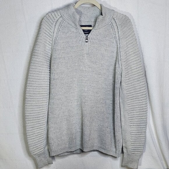 Rue21 Ice Gray Quarter Zip Chunky Ribbed LS Pullover Acrylic Poly Sweater Size M - Picture 1 of 16